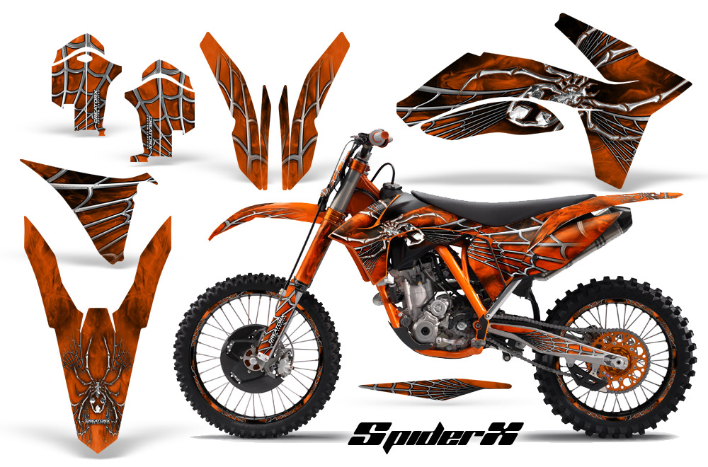 KTM C7 2011 Graphics Kit SpiderX Orange OB NP Rims